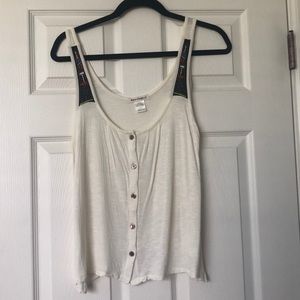 Love on a Hanger Embroidered Button Tank